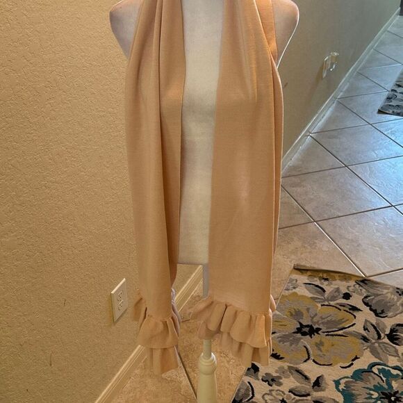 Kate Spade Ruffle Long Scarf Blush Pink Wool Blend Preppy City Winter Careerwear